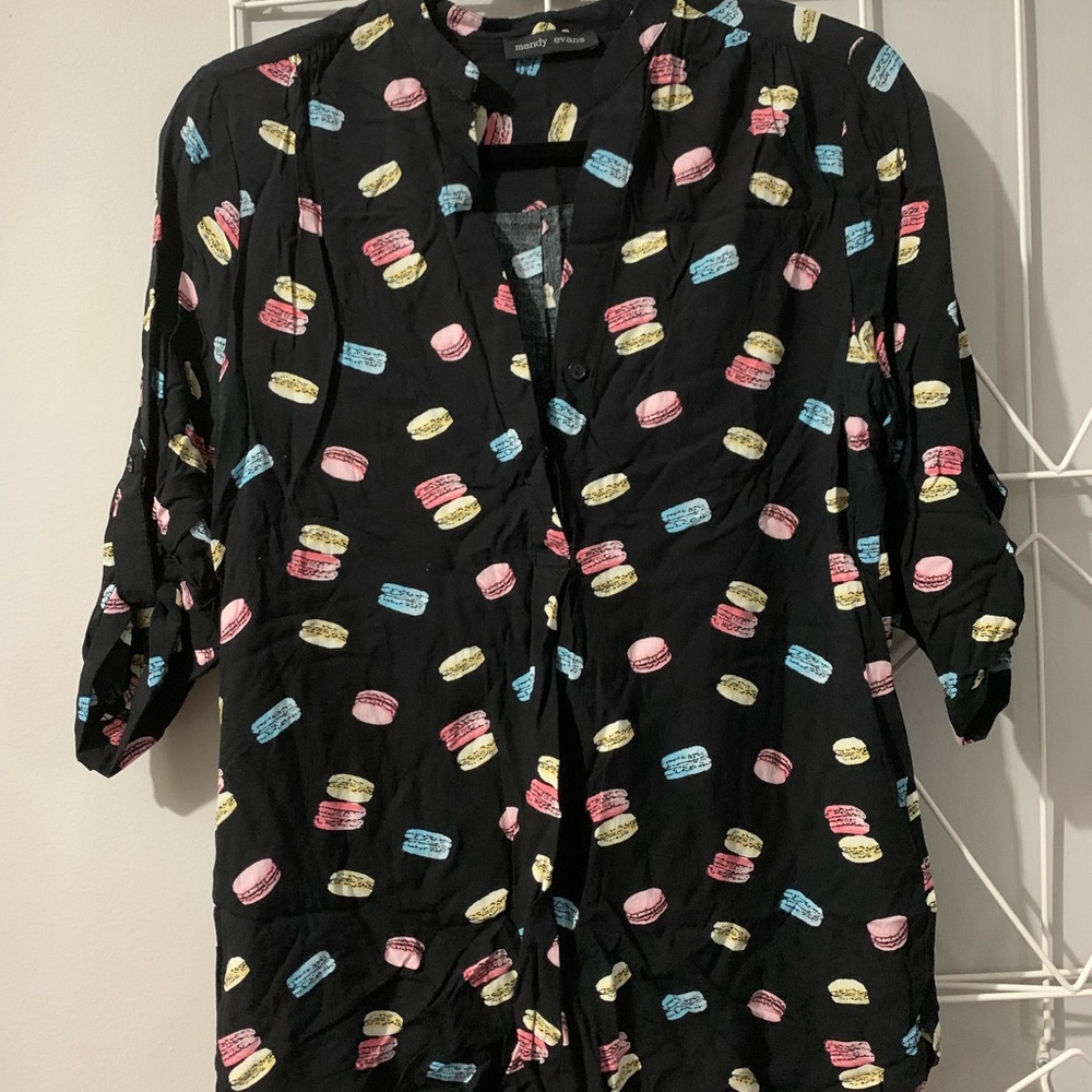 Colorful Macaron Print Blouse